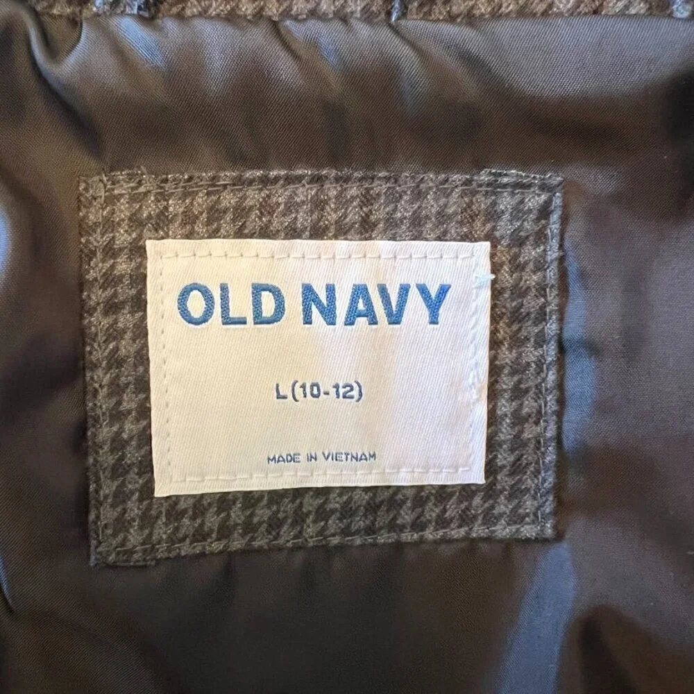 Old Navy Gender-Neutral Grey Herringbone Frost-Free Puffer Vest for Kids